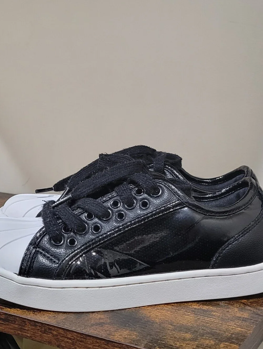 Kids Black and White Shell-Toe Sneakers - Classic Casual Style Pastry POP Tart🩰